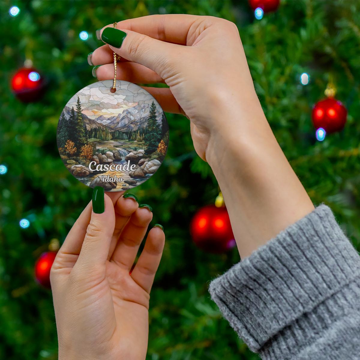 Cascade Idaho Stained Glass Style Ornament