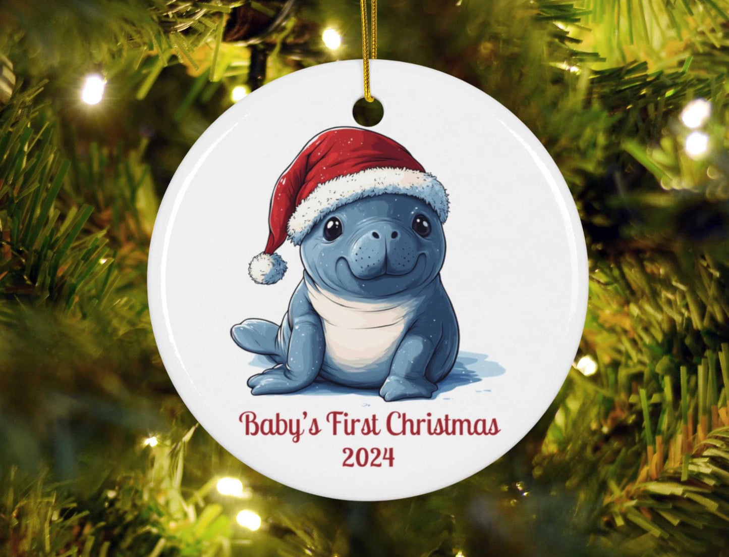 Baby's First Christmas Manatee Ornament