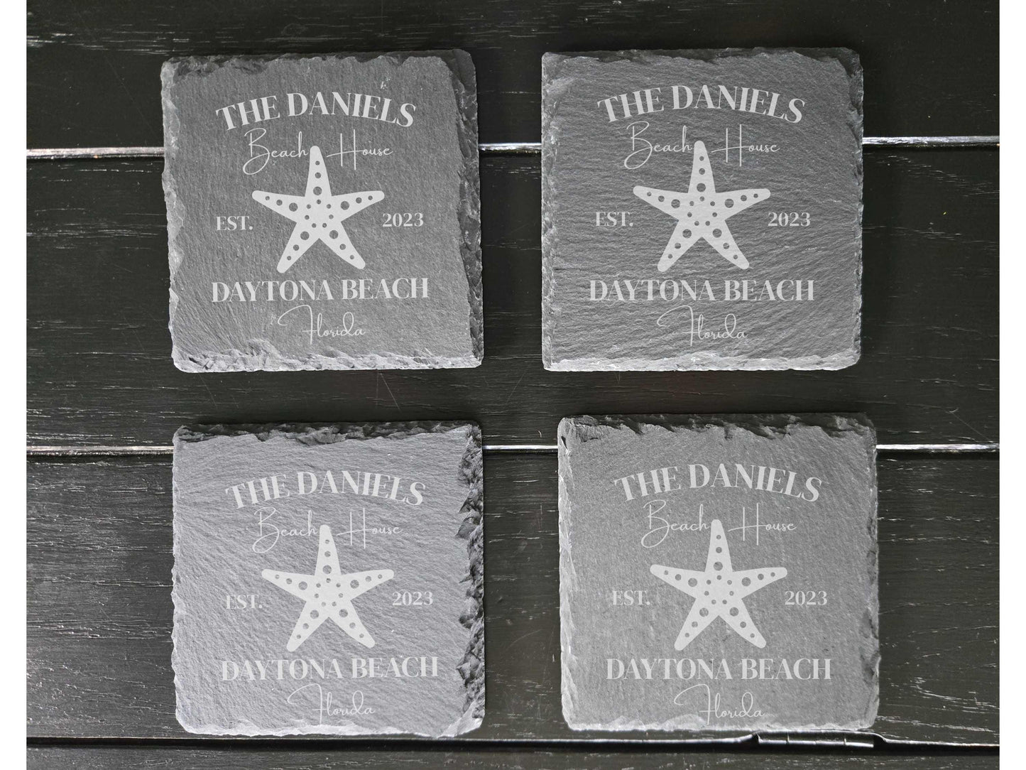 Personalized Beach House Stone Coasters