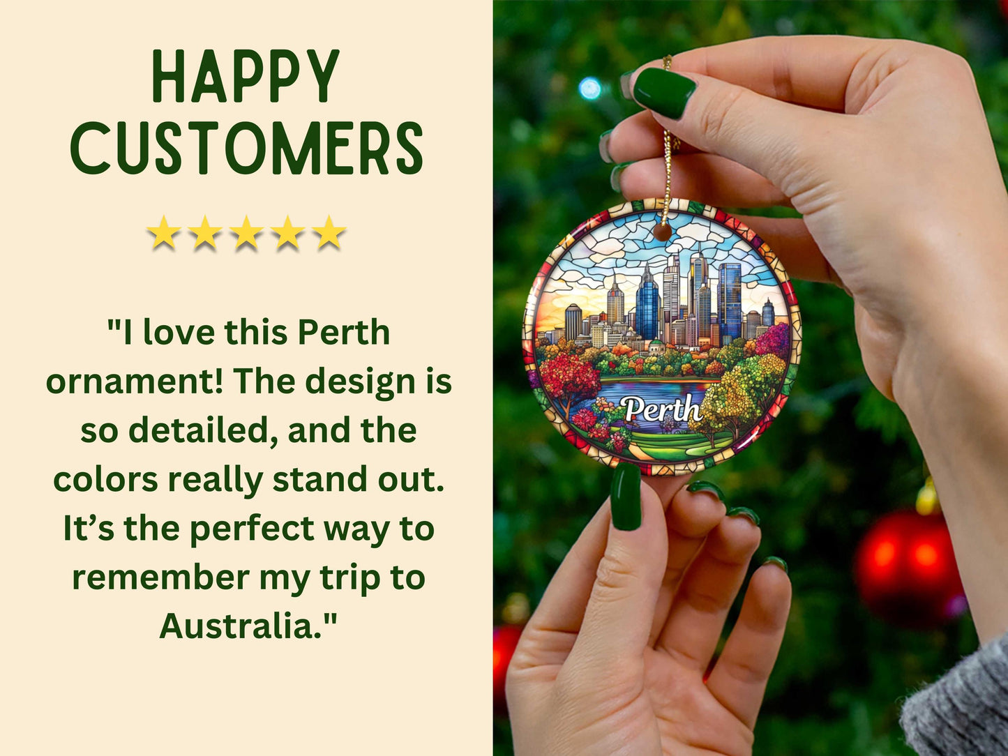 Perth Australia Stained Glass Style Ornament