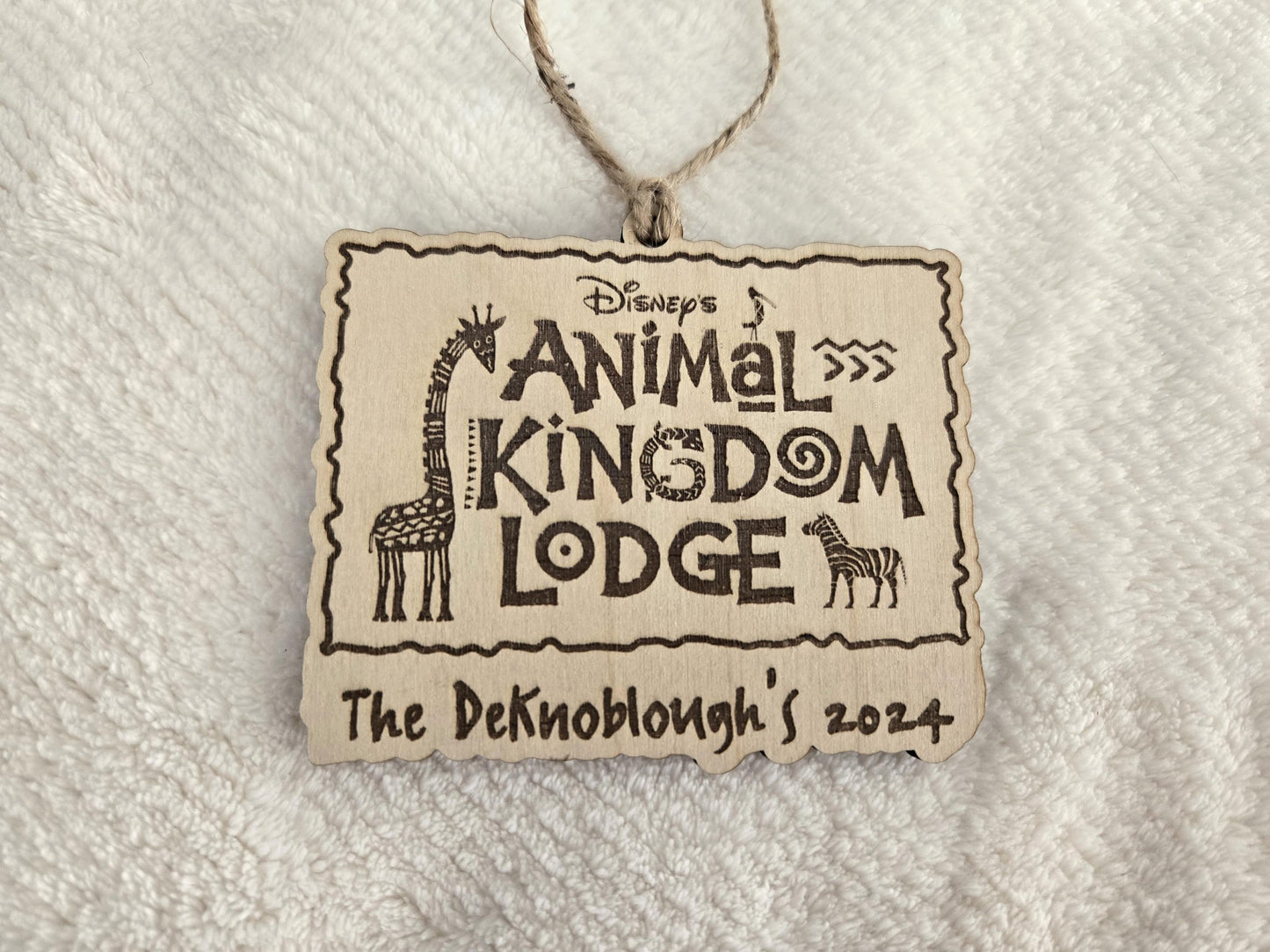 Animal Kingdom Lodge Personalized Wood Ornament