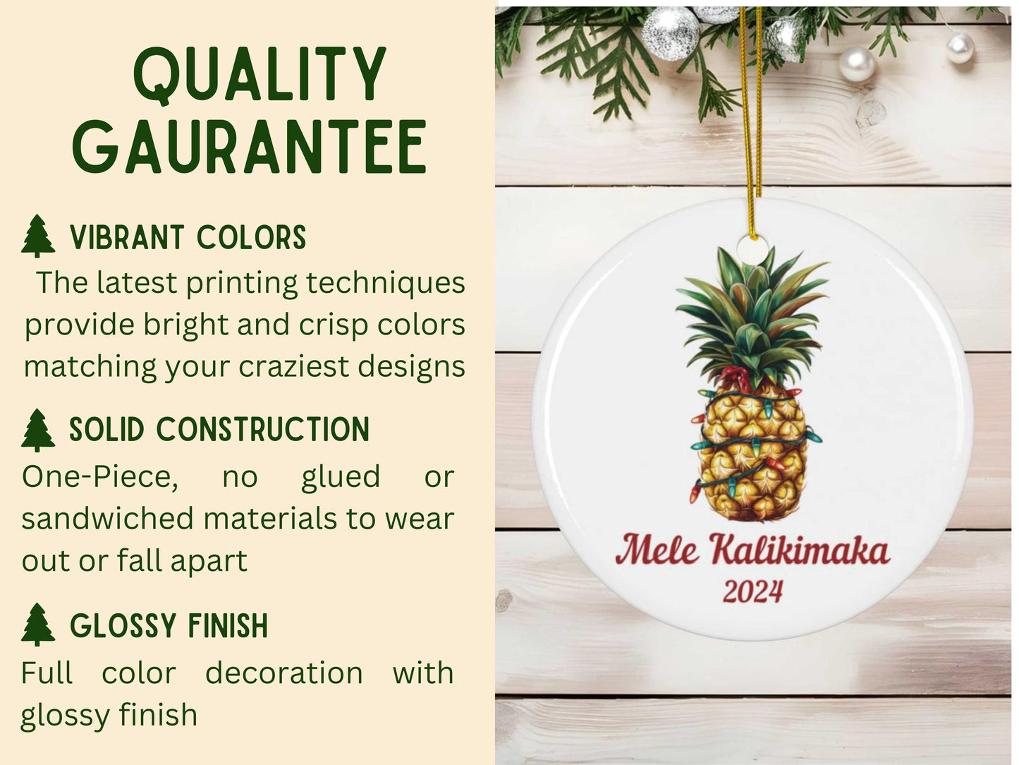 Hawaiian Pineapple Christmas Ornament
