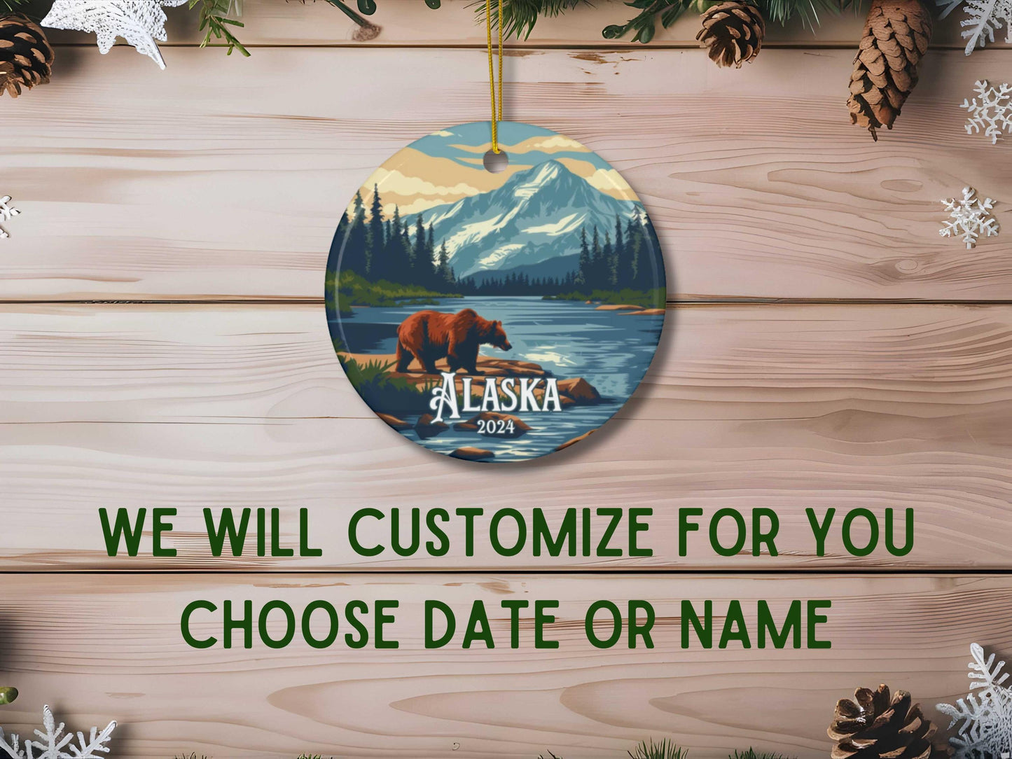 Alaska illustrated Christmas Ornament