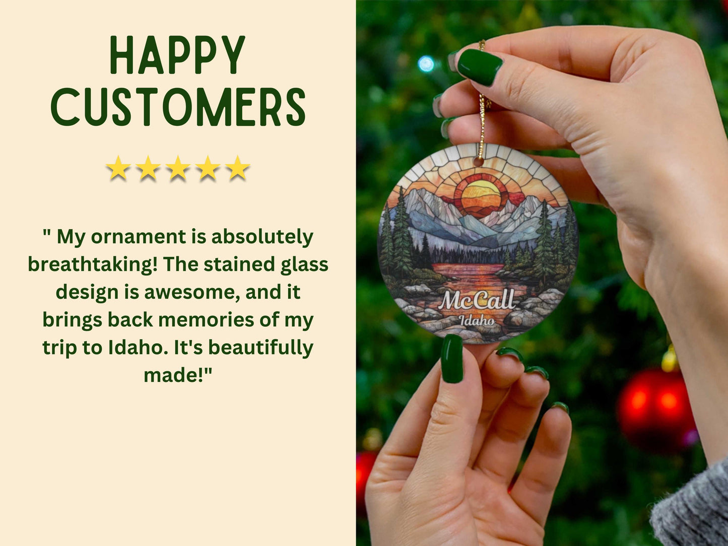 McCall Idaho Stained Glass Style Ornament