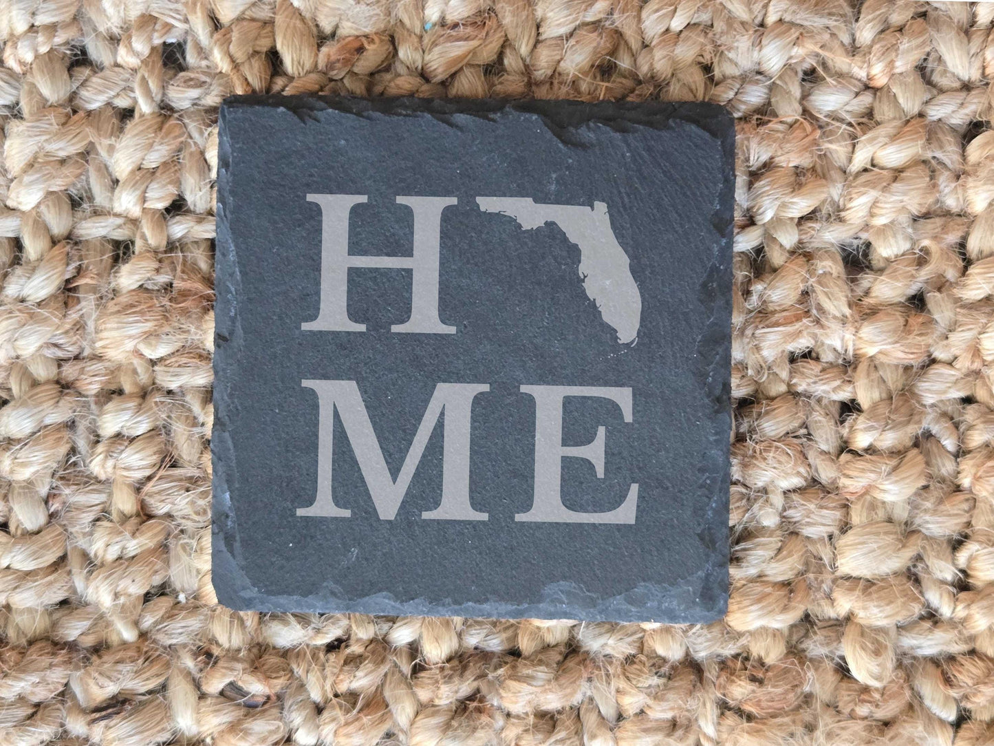 Florida Home State Engraved Stone Coasters, Set of 4