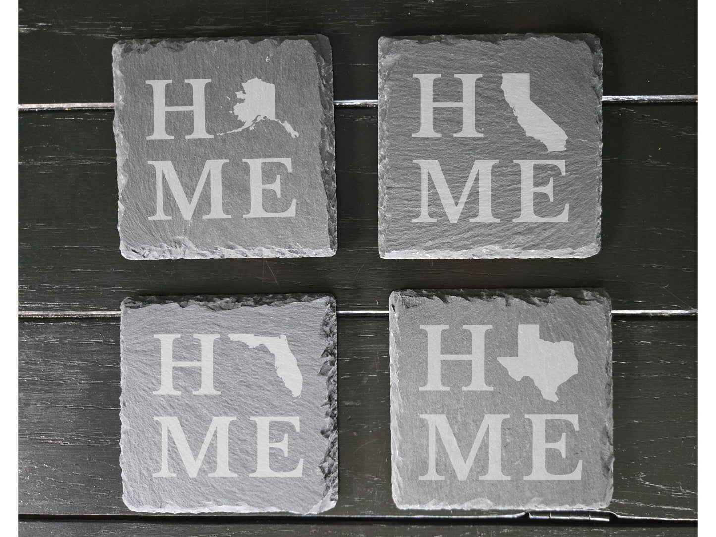 Arkansas Home State Engraved Drink Coasters, Set of 4