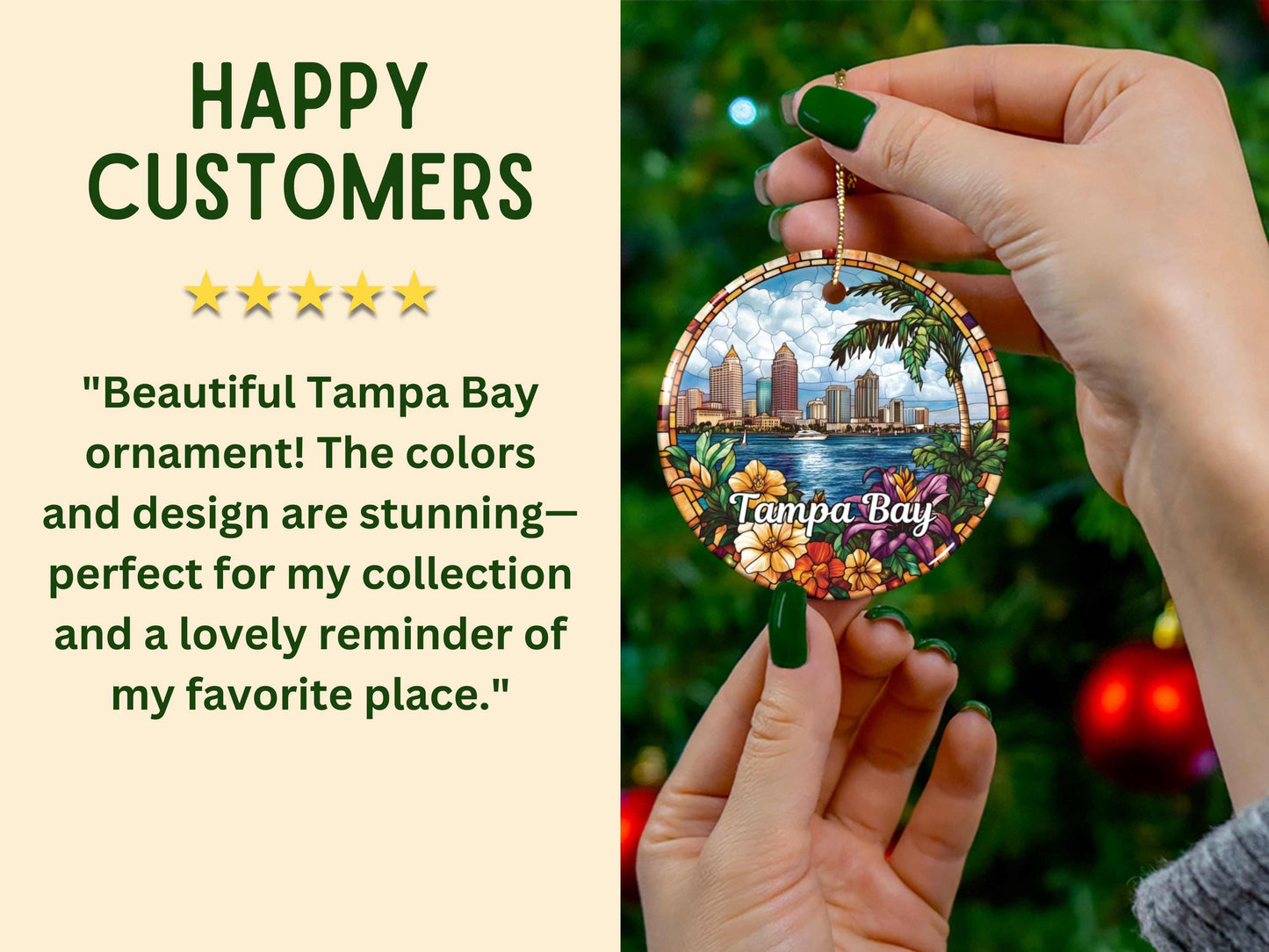 Tampa Bay Stained Glass Style Ornament