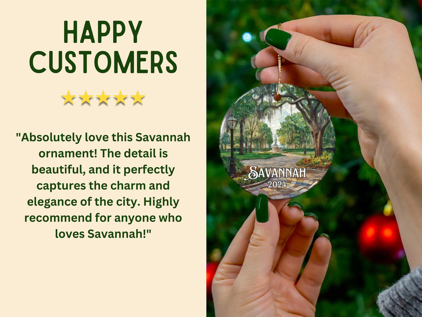 Savannah Georgia Faux Stained Christmas Ornament