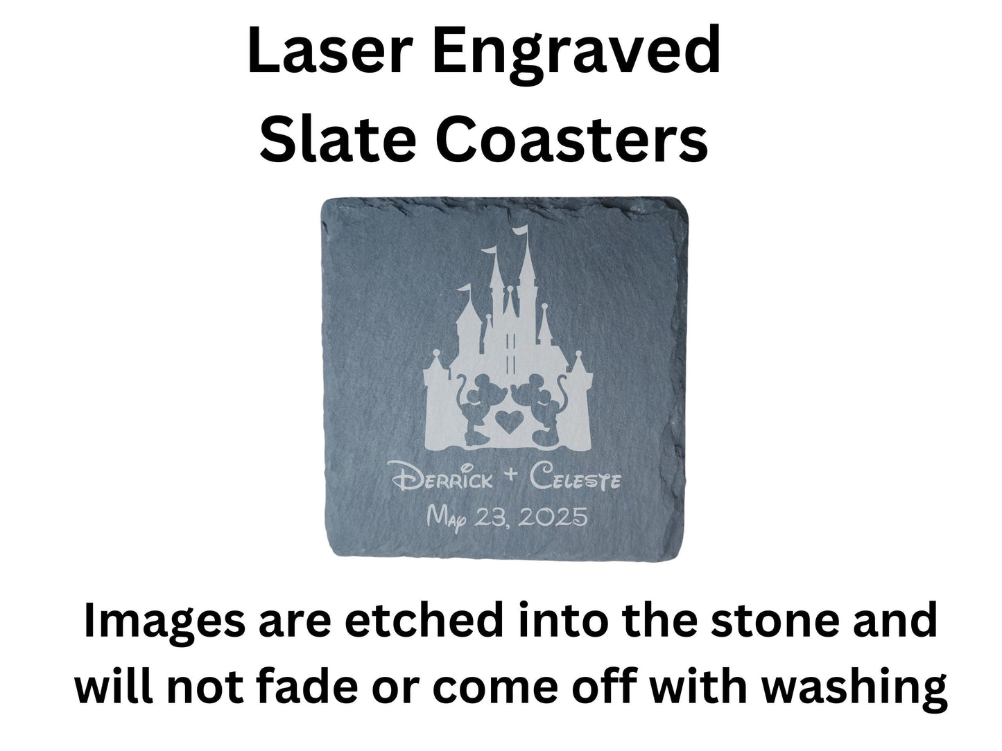 Personalized Disney Couple Mickey & Minnie Drink Coaster Set