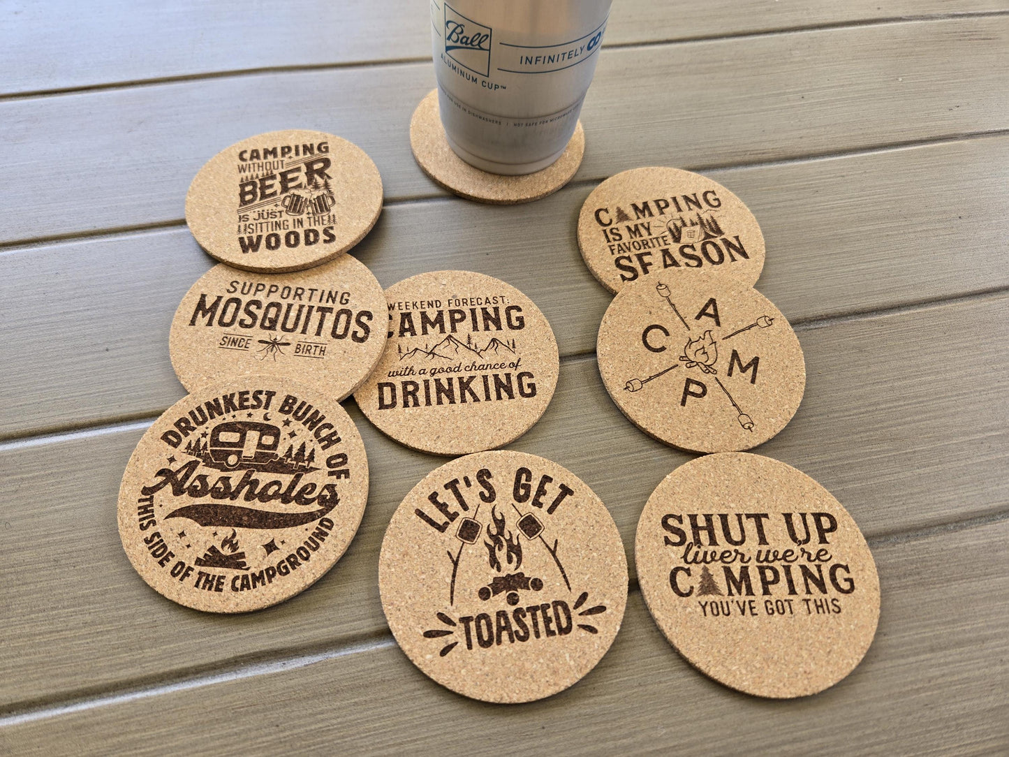 8 Pack of Funny Camping Coasters