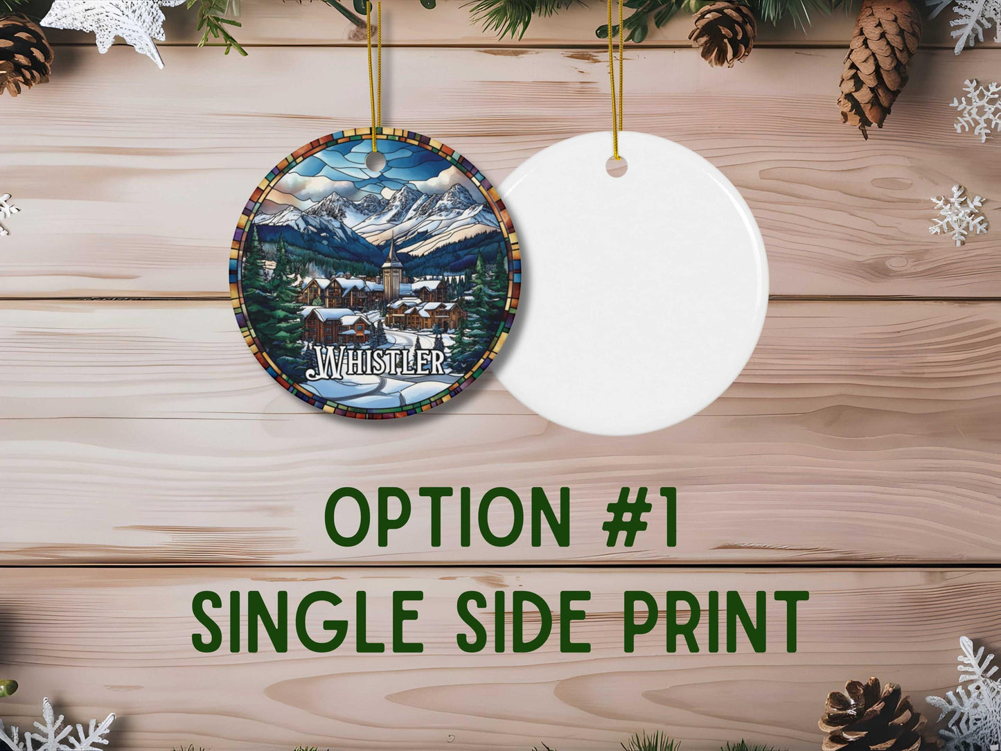 Whistler British Columbia Illustrated Stained Glass Ornament