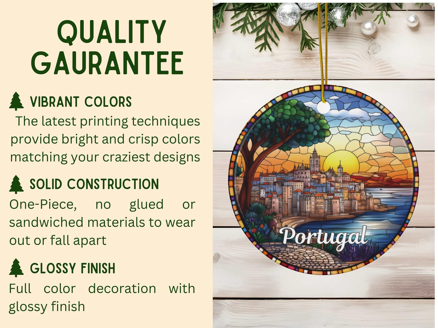 Portugal Stained Glass Style Ornament