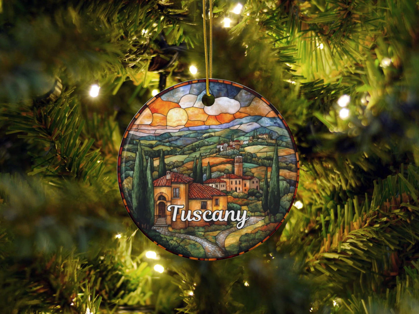 Tuscany Italy Faux Stained Glass Style Ornament