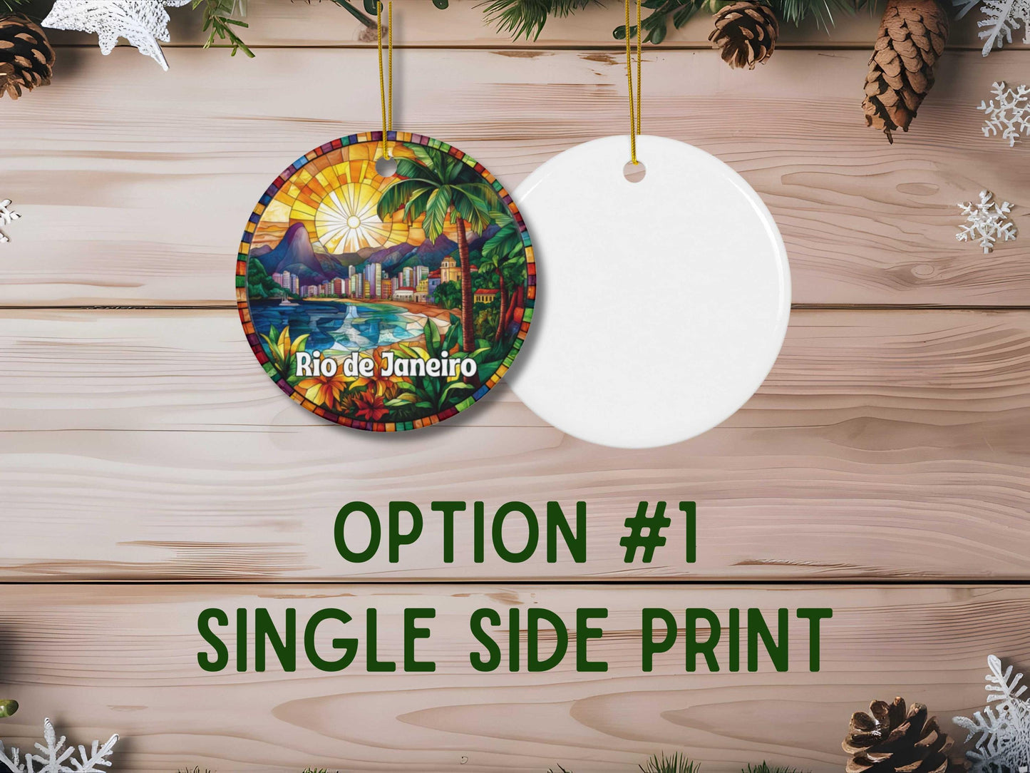 Rio de Janeiro Brazil Faux Stained Glass Ornament
