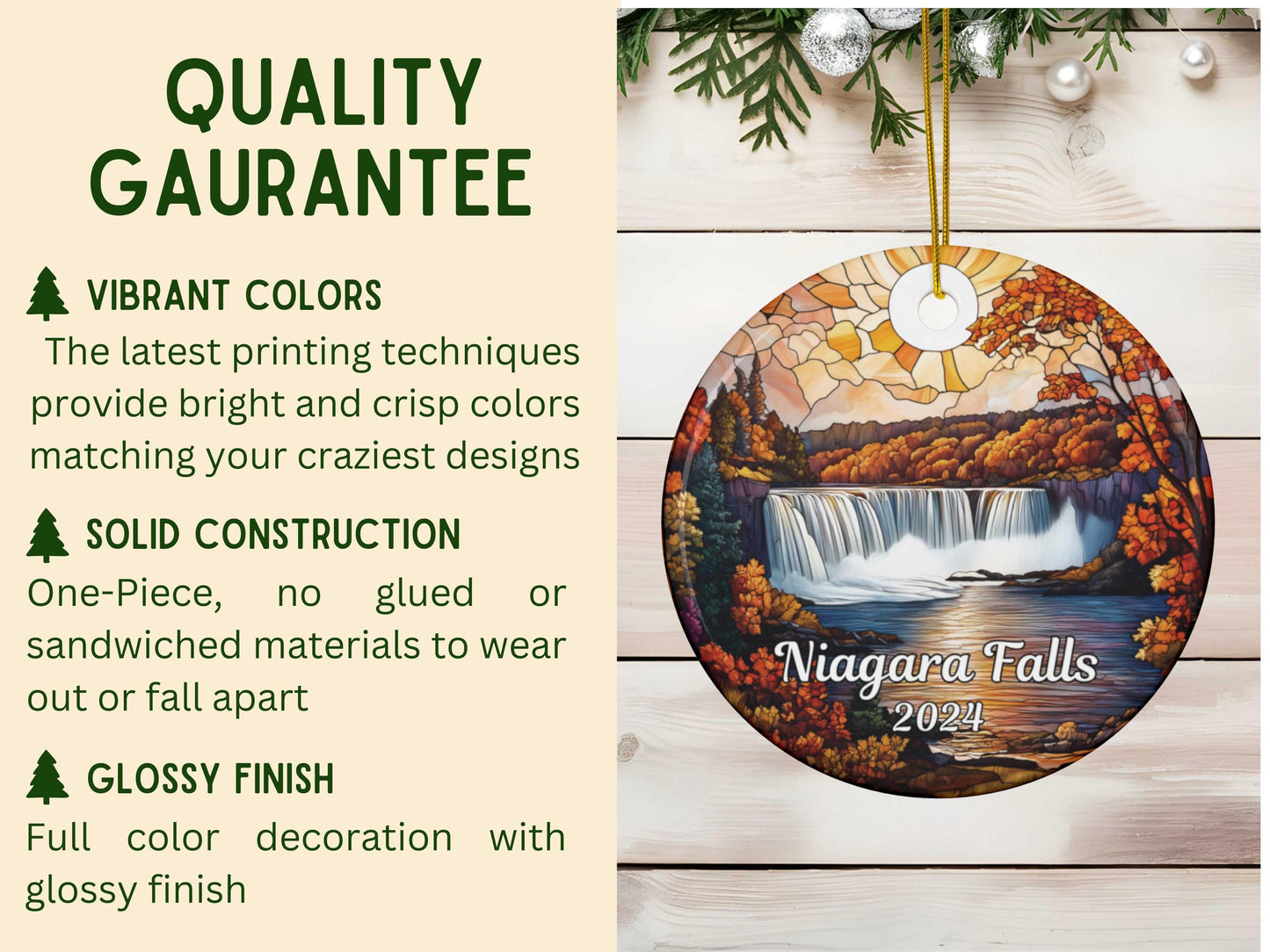 Niagara Falls Faux Stained Glass Ornament