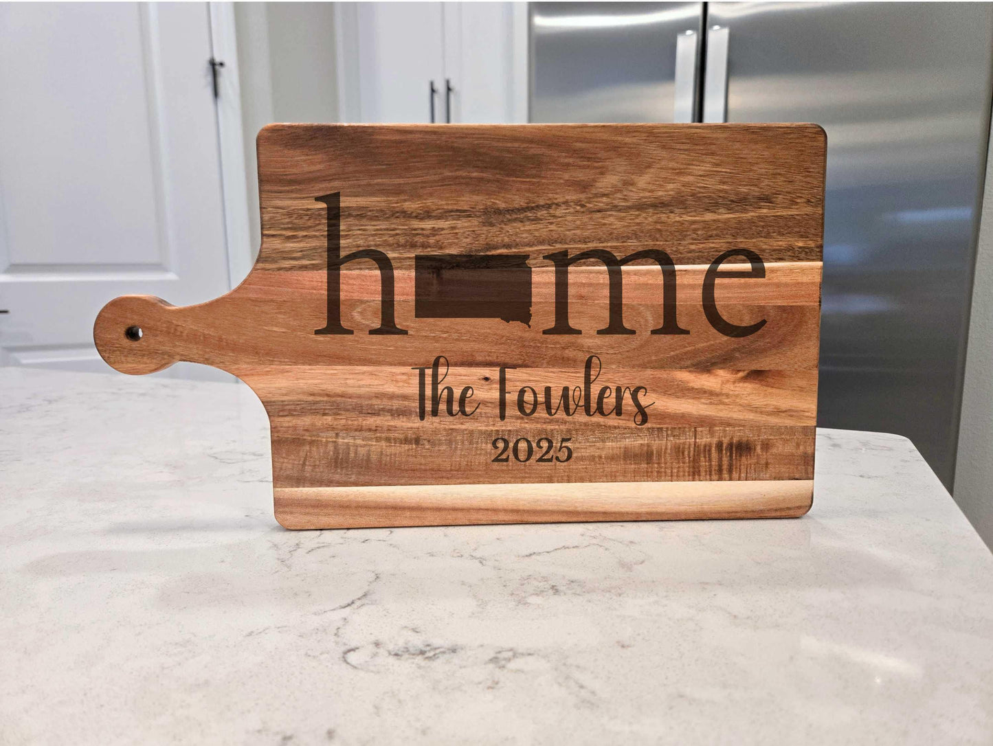 Personalized North Dakota Wood Charcuterie or Cutting Board