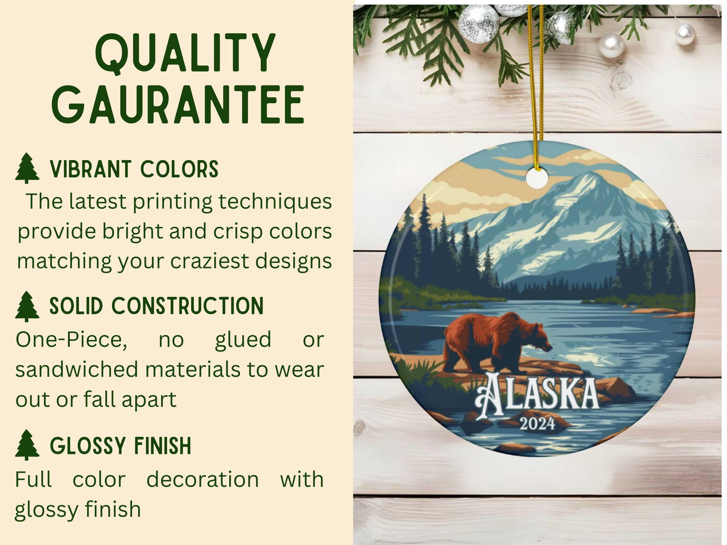 Alaska illustrated Christmas Ornament