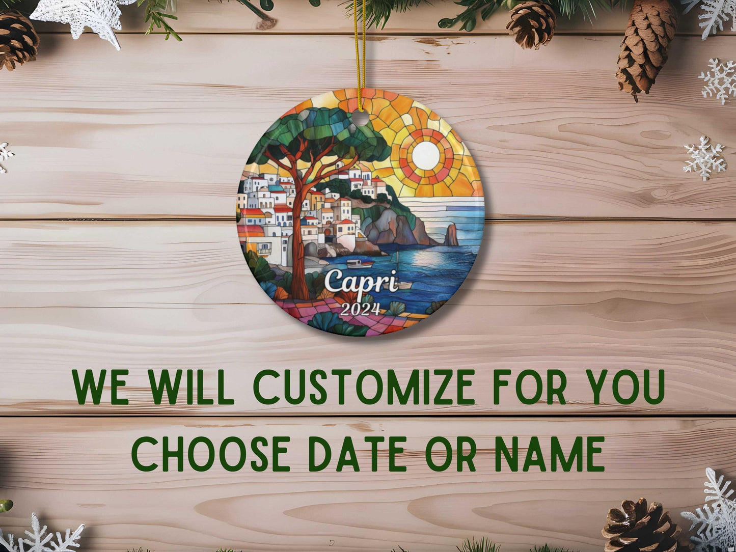 Capri Italy Faux Stained Glass Style Ornament
