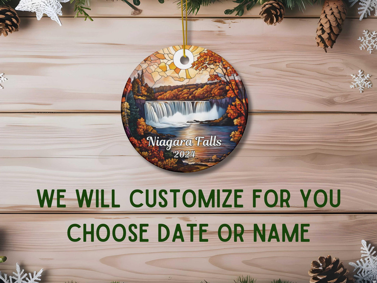 Niagara Falls Faux Stained Glass Ornament