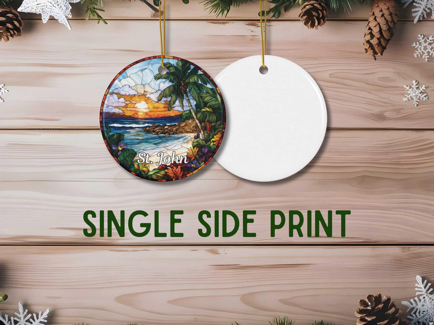 St John US Virgin Islands Faux Stained Glass Ornament