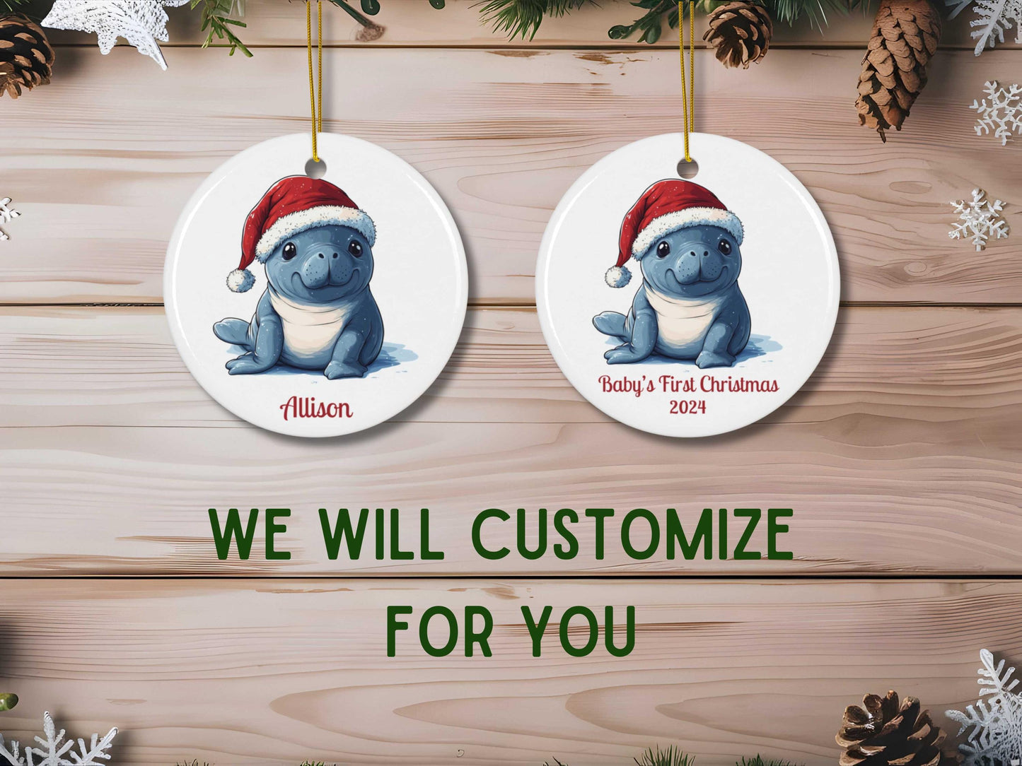 Baby's First Christmas Manatee Ornament