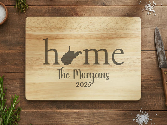 Personalized West Virginia Wood Charcuterie or Cutting Board