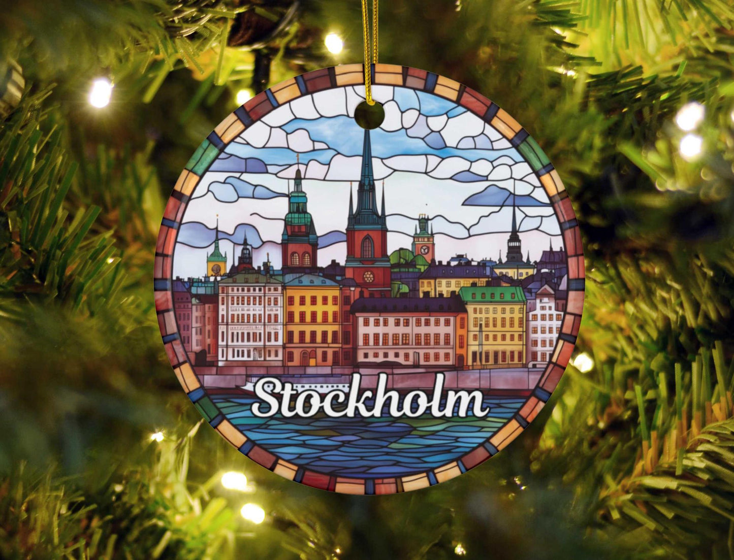Stockholm Stained Glass Style Ornament