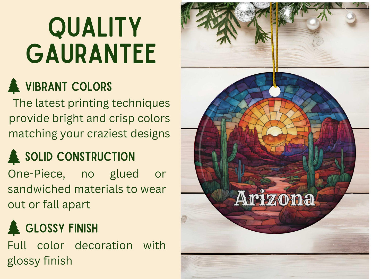 Arizona Desert Faux Stained Glass Ornament
