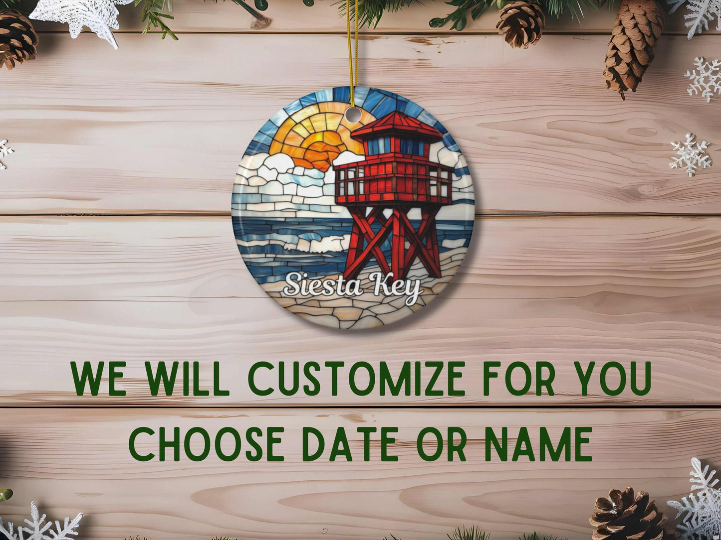 Siesta Key Florida Ceramic Ornament