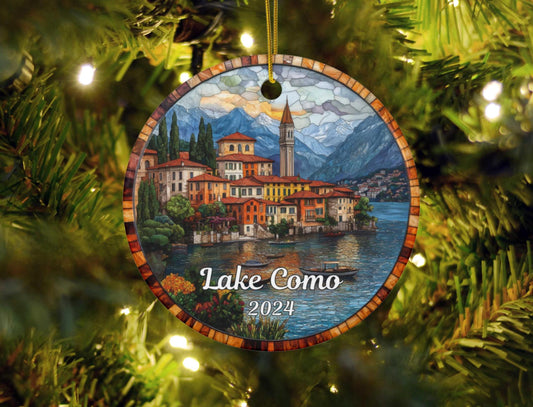 Lake Como Stained Glass Style Ornament