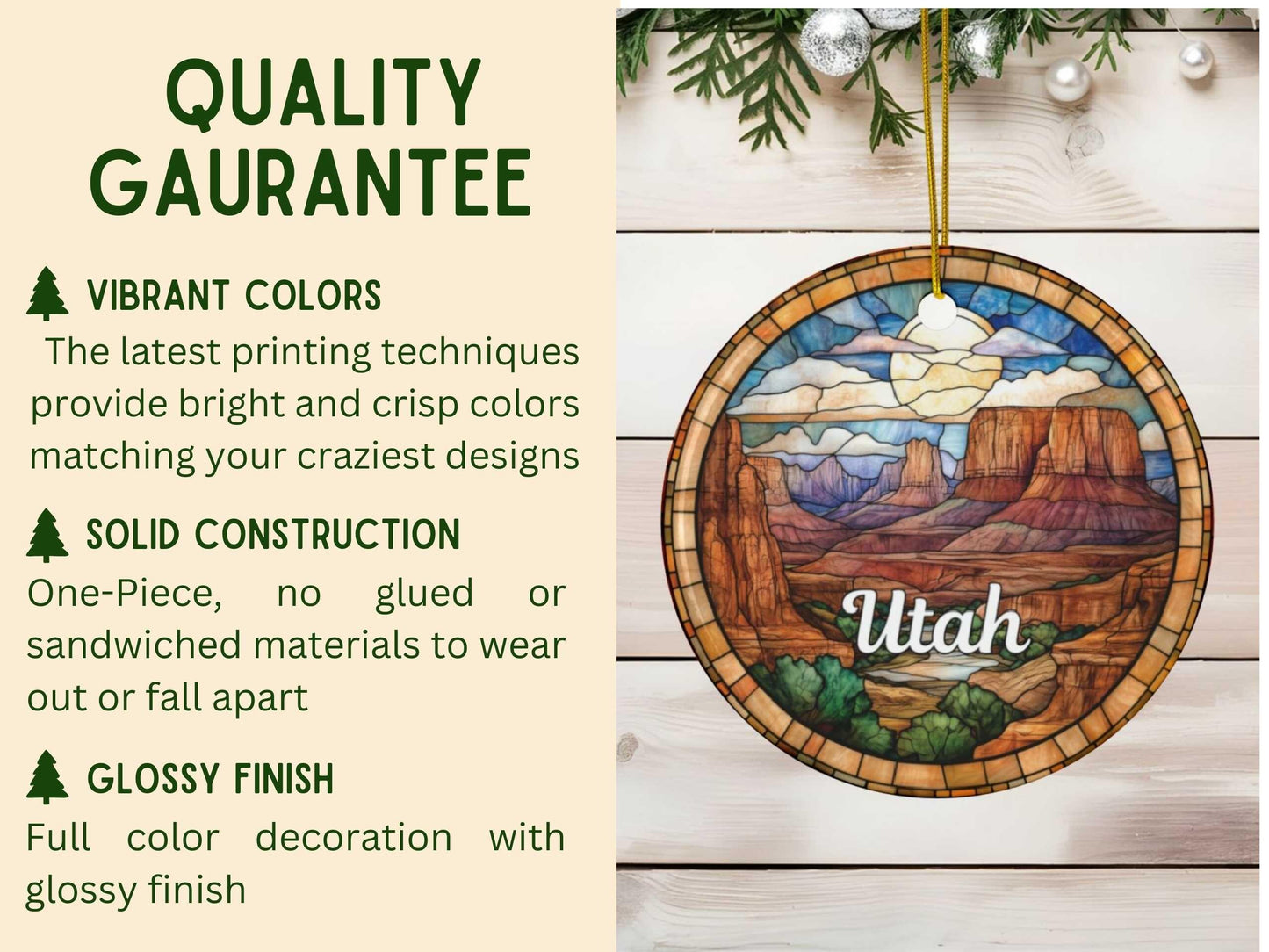 Utah Faux Stained Glass Ornament