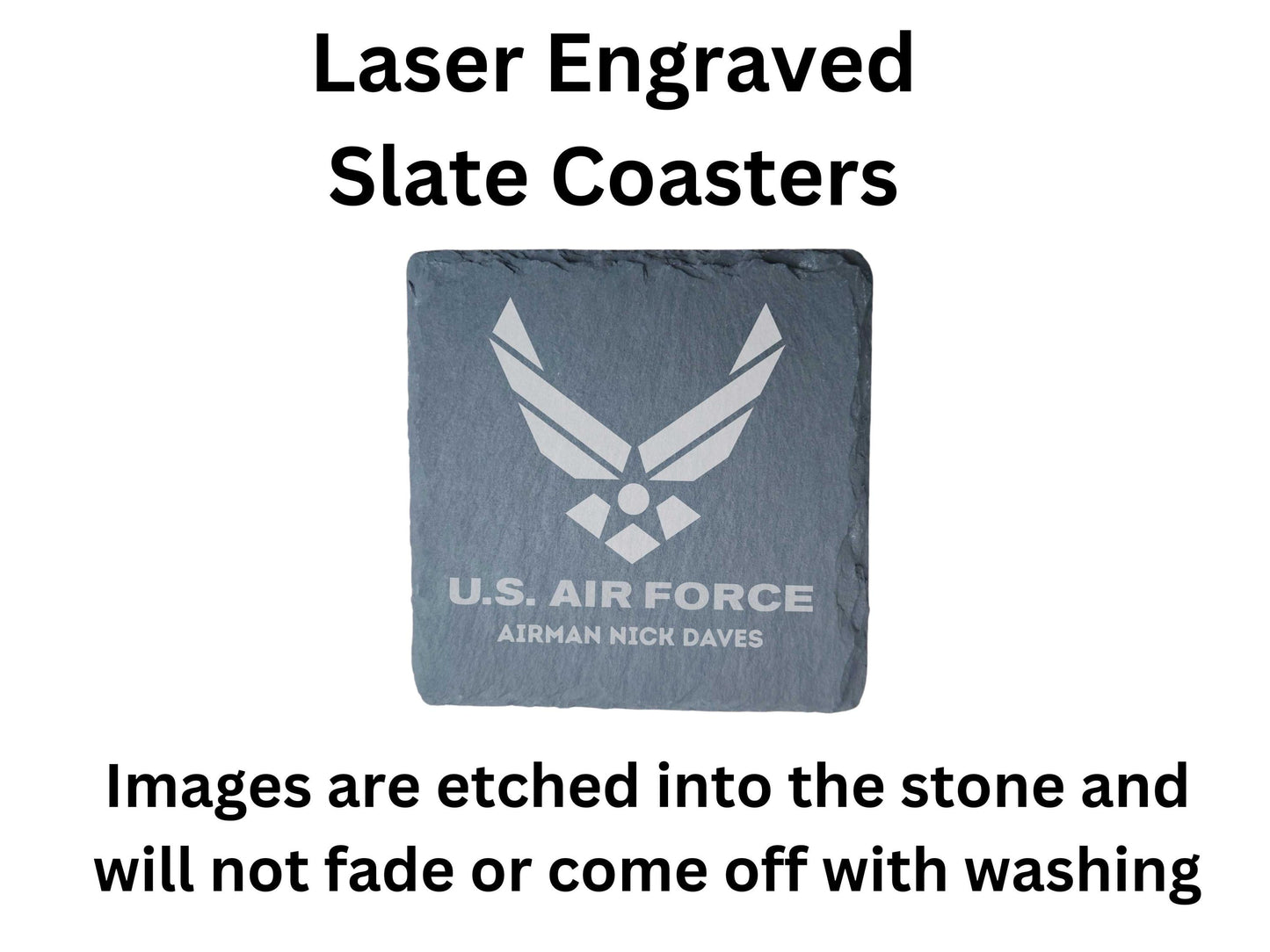 U.S. Air Force Engraved Slate Coaster – Personalized Military Gift