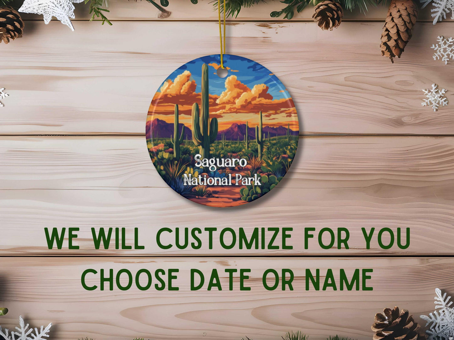 Saguaro National Park Illustrated Christmas Ornament