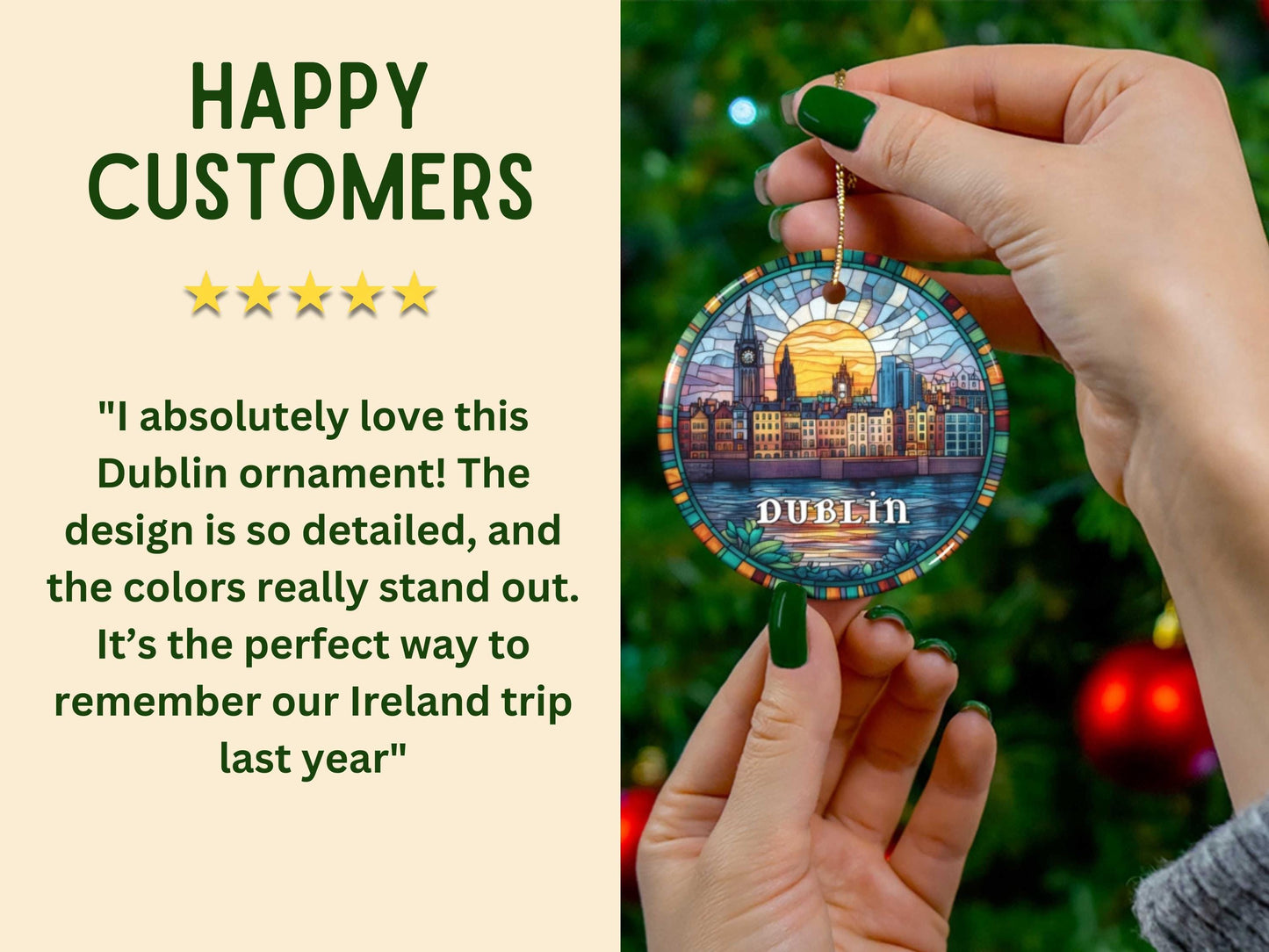 Dublin Ireland Faux Stained Glass Ornament