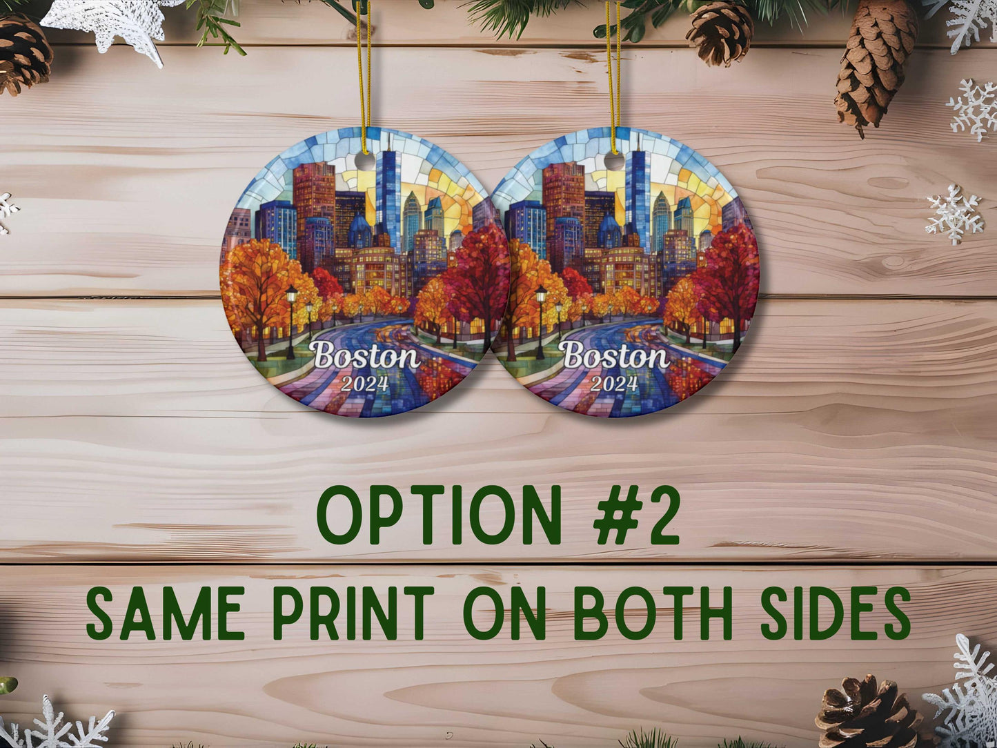 Boston Stained Glass Style Ornament