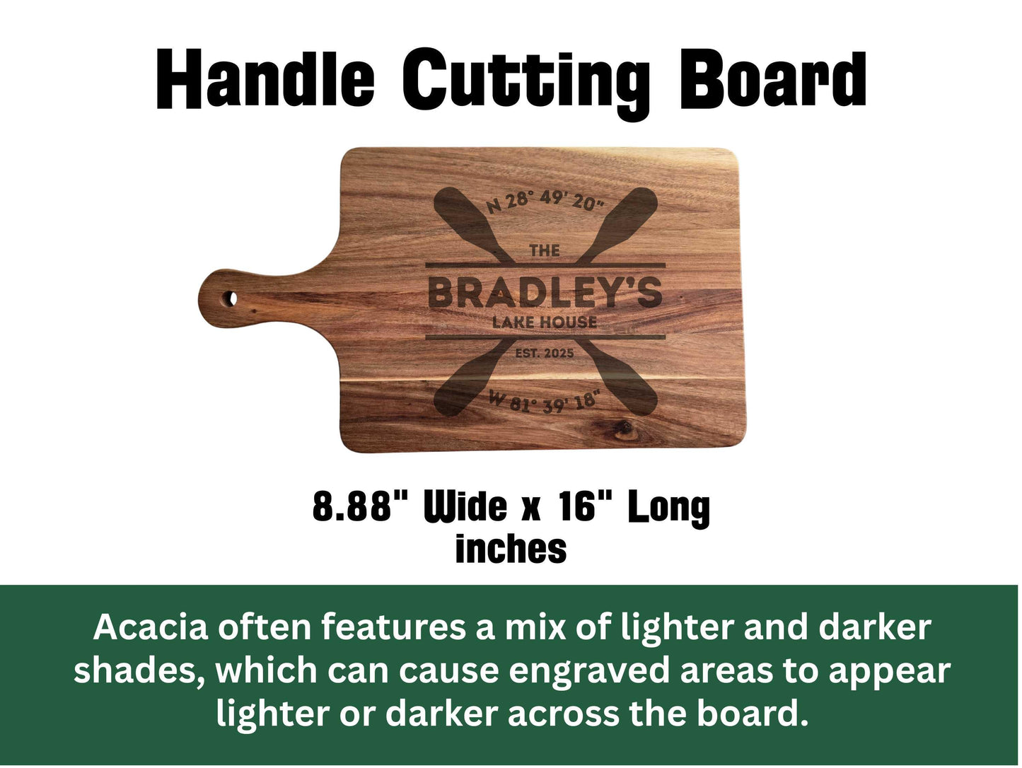 Personalized Lake House Cutting Board w/ Custom Coordinates