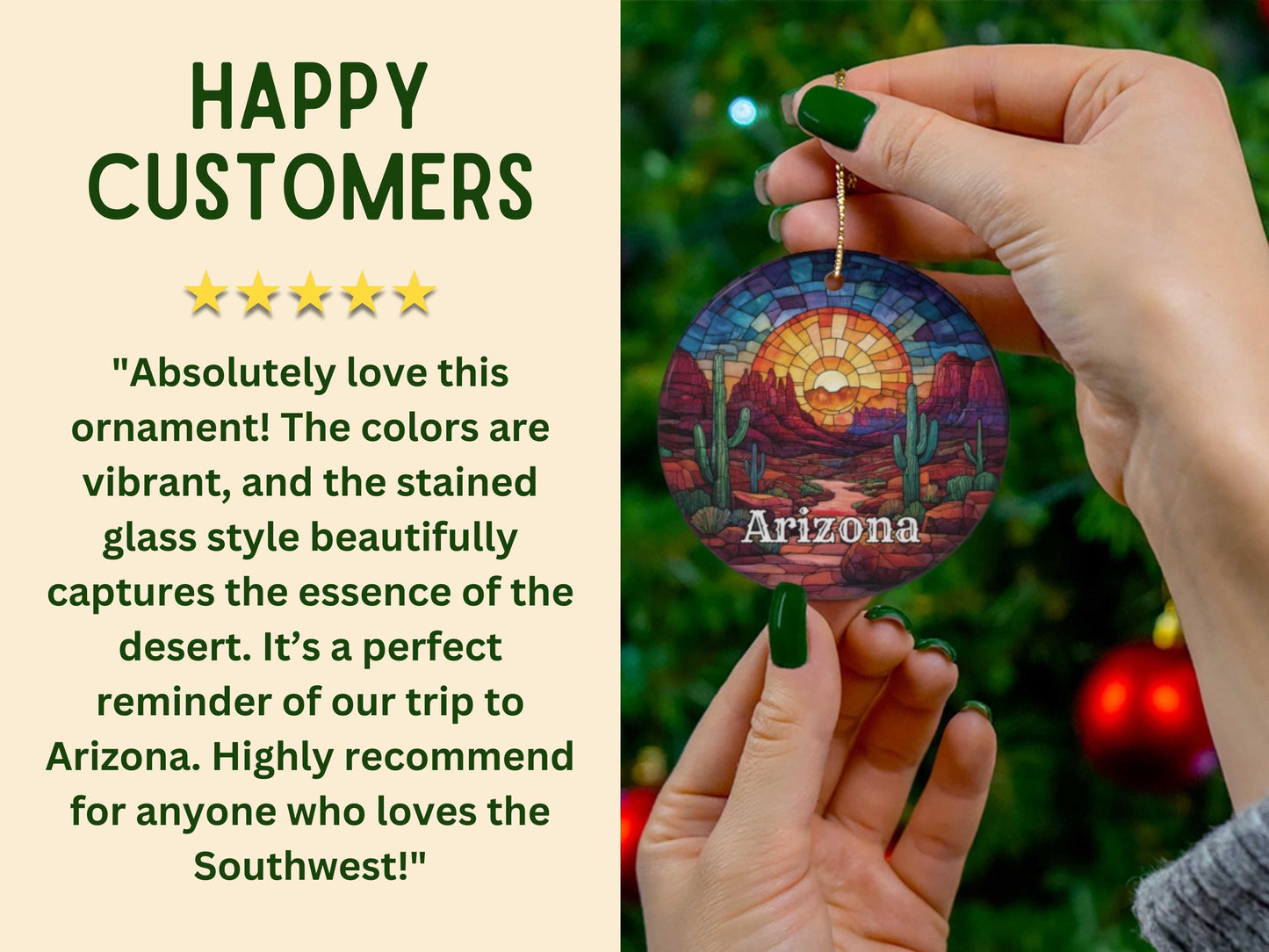 Arizona Desert Faux Stained Glass Ornament