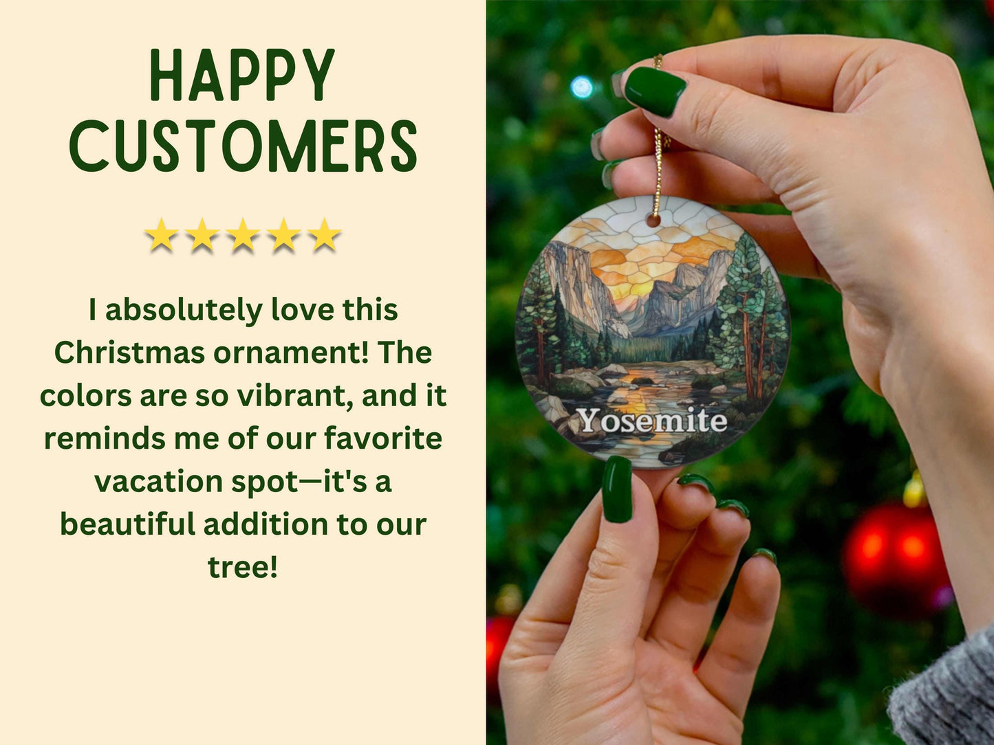 Yosemite National Park Faux Stained Glass Ornament