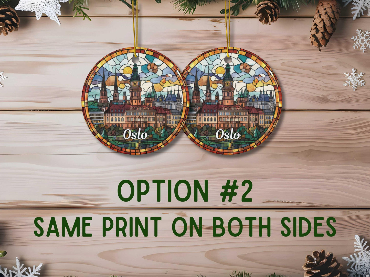 Oslo Norway Stained Glass Style Ornament