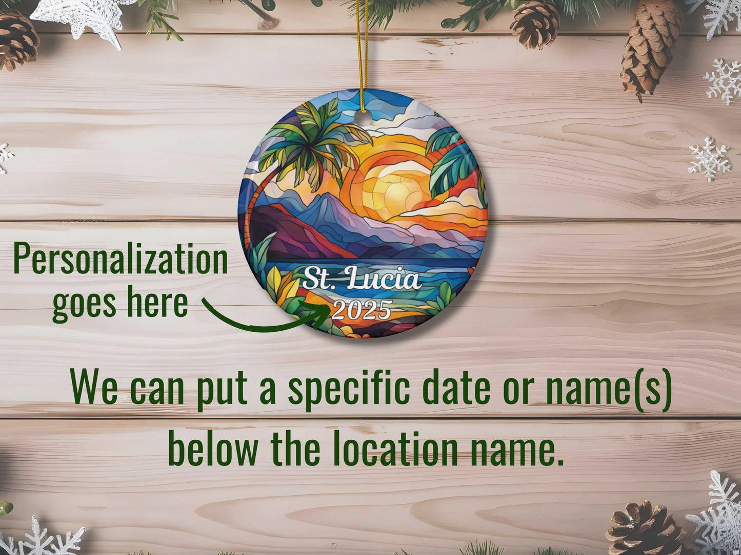St. Lucia Stained Glass Style Ornament