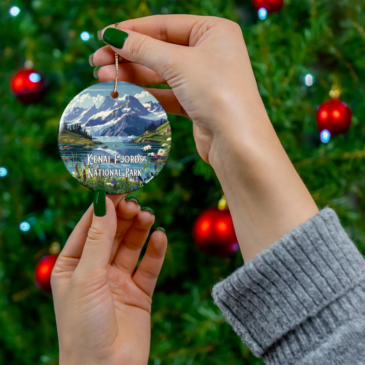 Kenai Fjords Illustrated Ornament - Alaska Holiday Decor Christmas