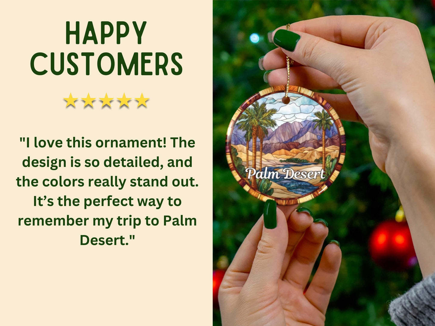 Palm Desert Stained Glass Style Ornament