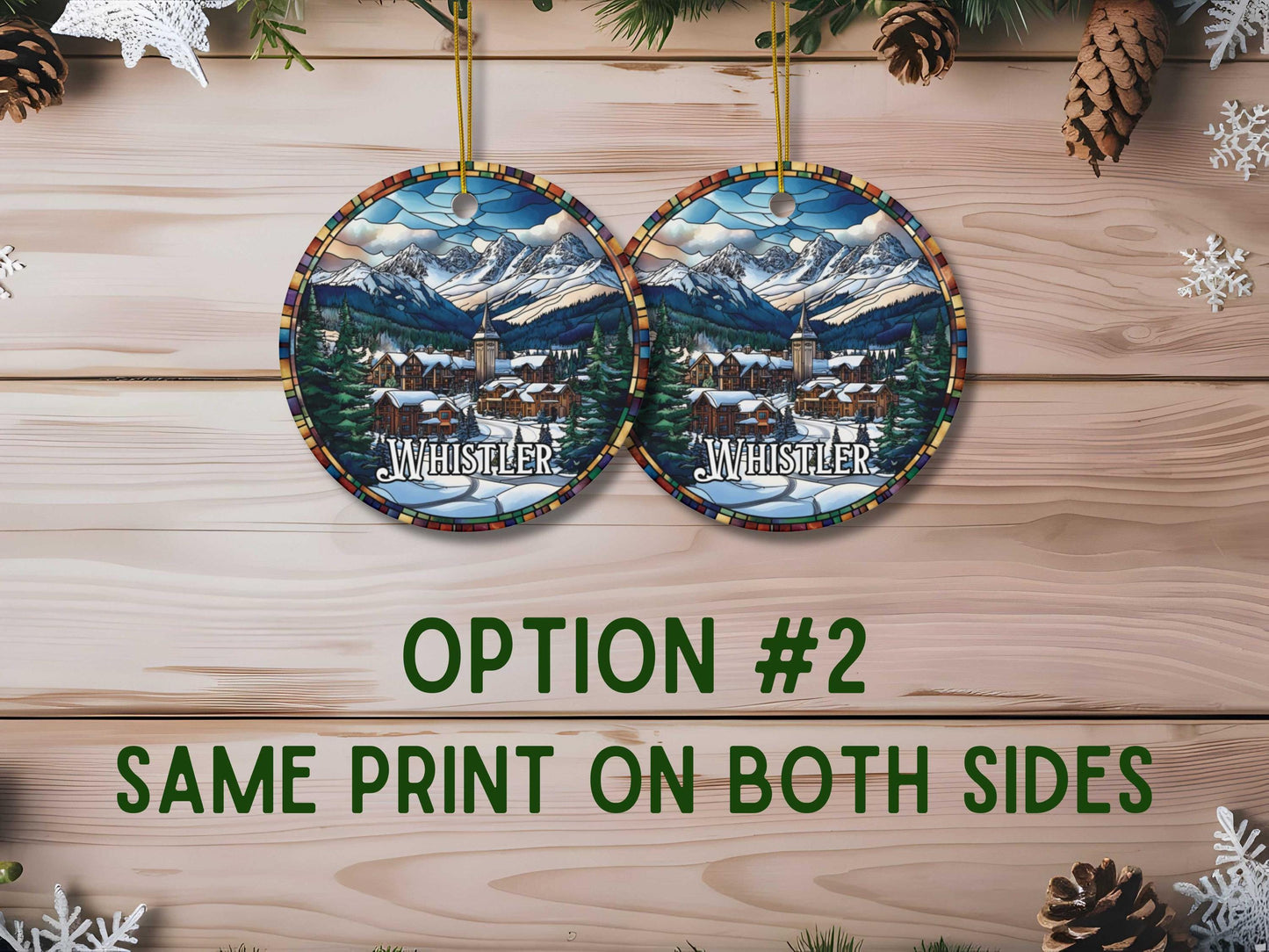Whistler British Columbia Illustrated Stained Glass Ornament
