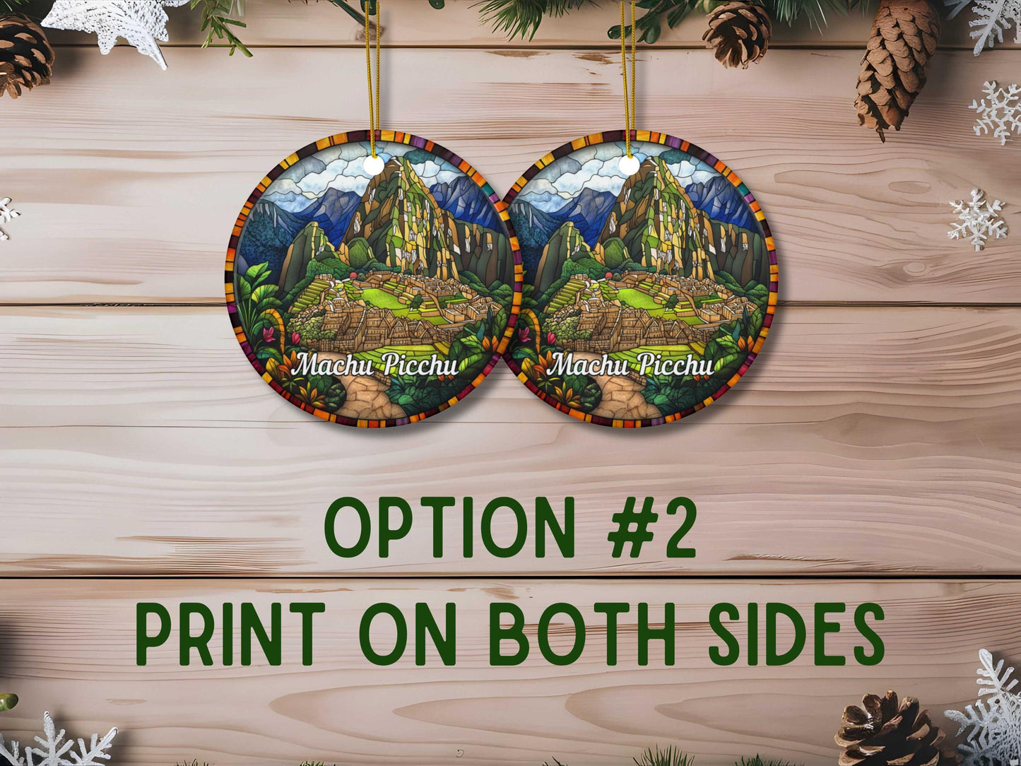 Machu Picchu Faux Stained Glass Ornament