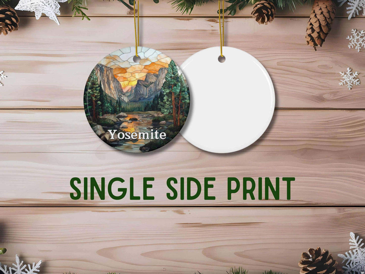 Yosemite National Park Faux Stained Glass Ornament