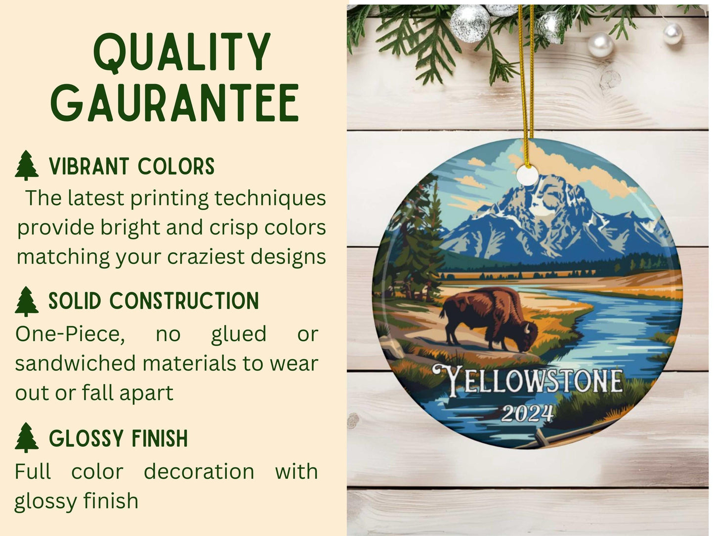 Yellowstone Illustrated Christmas Ornament