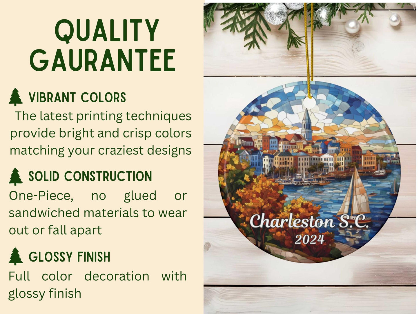 Charleston South Carolina  Christmas Ornament