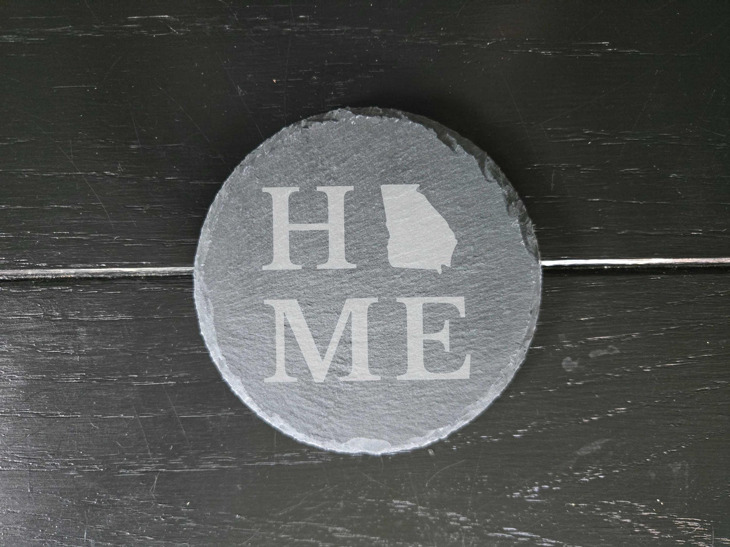 Georgia Home State Engraved Stone Coasters, Set of 4