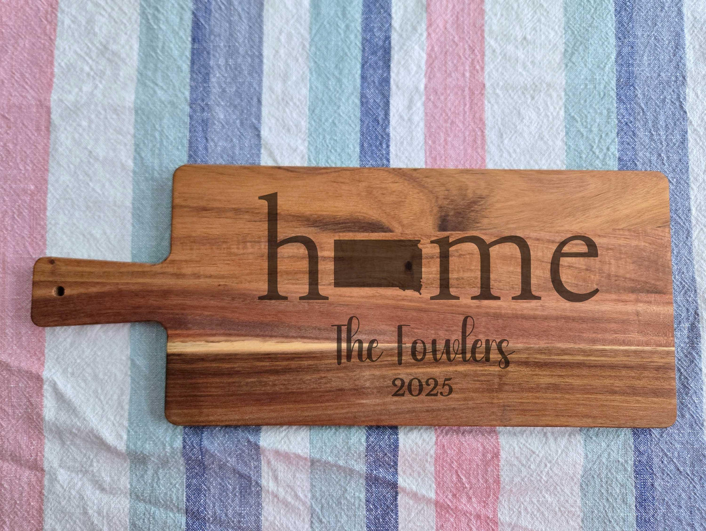 Personalized North Dakota Wood Charcuterie or Cutting Board