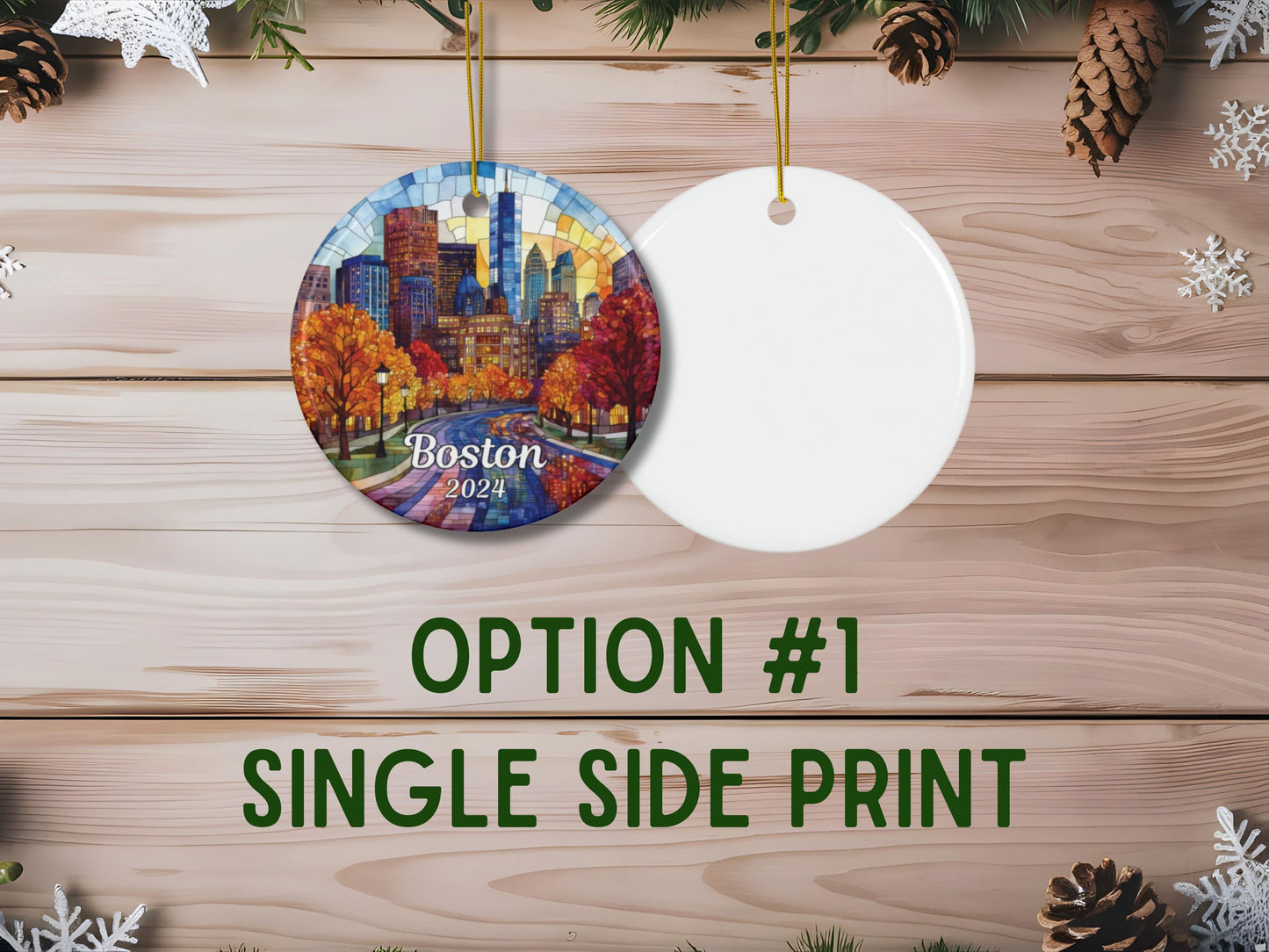 Boston Stained Glass Style Ornament